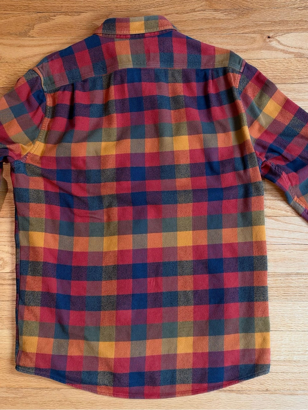 L.L. Bean Men's Red/Blue Multi Plaid Flannel Shirt Organic Cotton - Picture 3 of 5